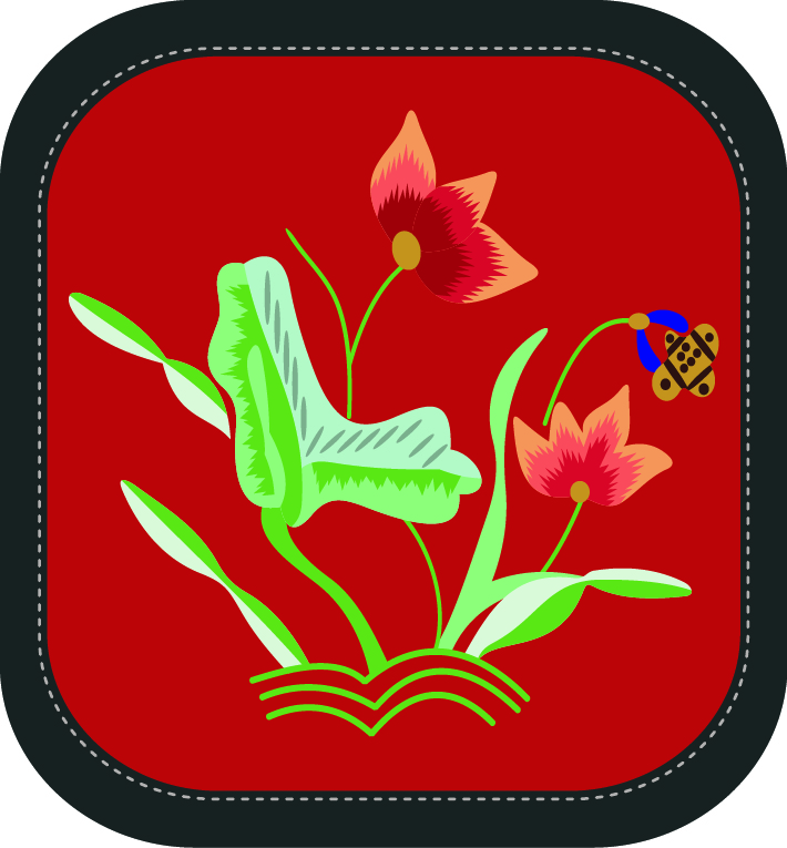 中國傳統刺繡圖案荷花花卉系列二，矢量素材