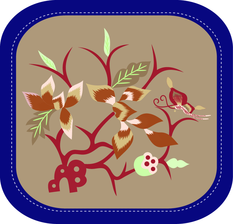 中國(guó)傳統(tǒng)刺繡圖案蝴蝶花卉系列九，矢量素材