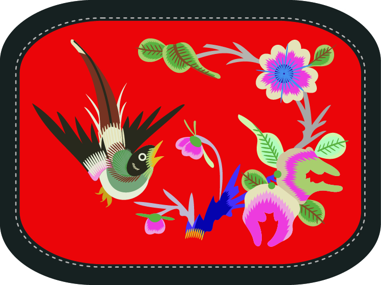 中國傳統刺繡圖案鳥語花香系列八，矢量素材