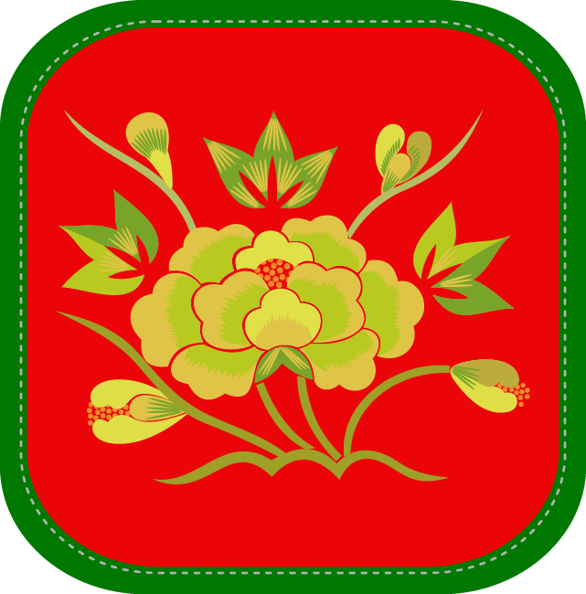 中國傳統刺繡圖案花卉系列三，矢量素材