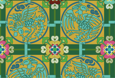 中國傳統鳳凰吉祥圖案與配色，矢量素材AI圖片