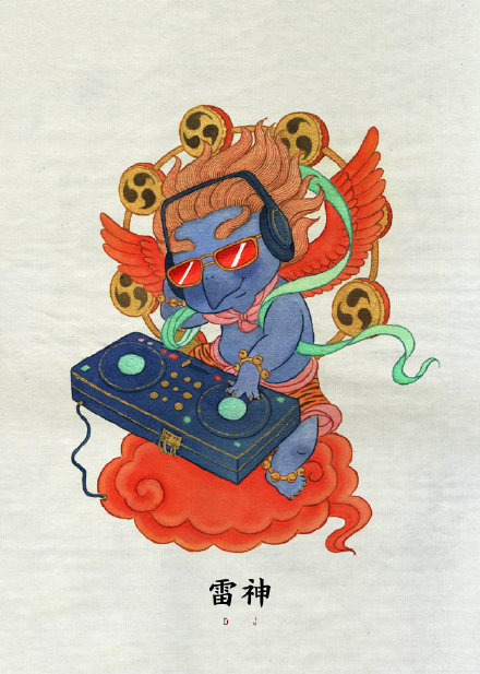 古風插畫：神獸樂隊，非常可愛
