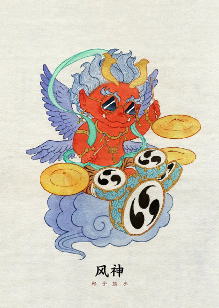 古風插畫：神獸樂隊，非常可愛