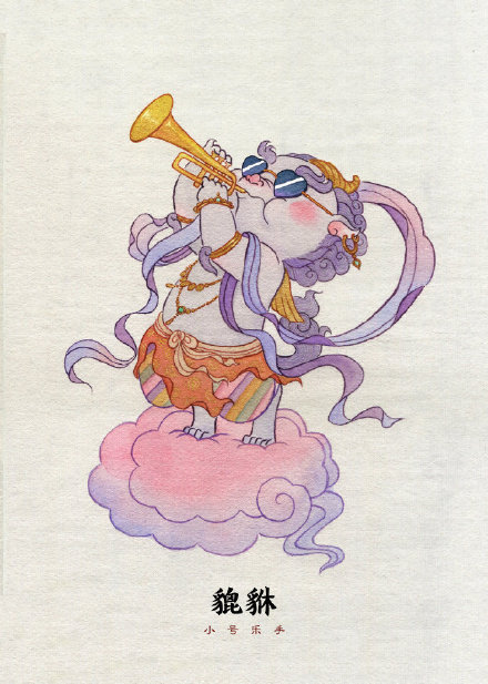古風插畫：神獸樂隊，非常可愛