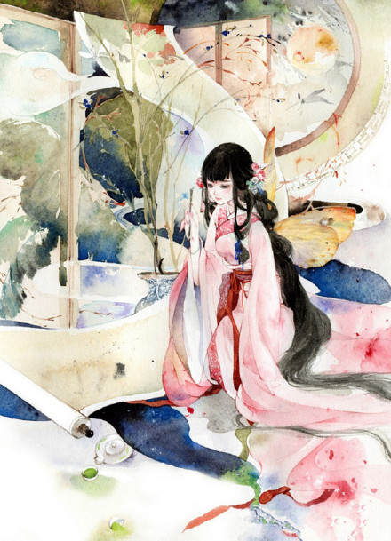 好看的古風水彩美人圖，值得收藏的古風圖片
