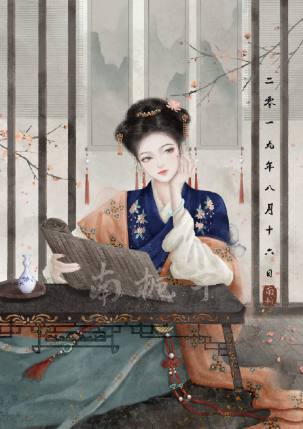 手繪美人古風圖片欣賞：美人如玉更迷人!